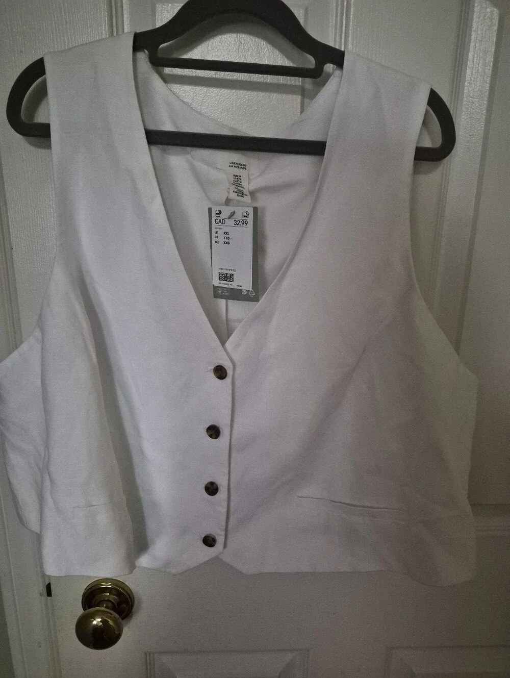 H&M Linens Women's White Button-Front Vest Top - Picture 1 of 3